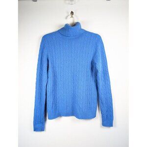J Crew Turtleneck Sweater Medium Cable Knit Fisherman Angora Merino Cashmere Y2K